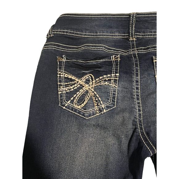 (SOLD)Women's WallFlower Skinny Straight Embroidered Stretch Denim Jeans Size 5 - Picture 9 of 10